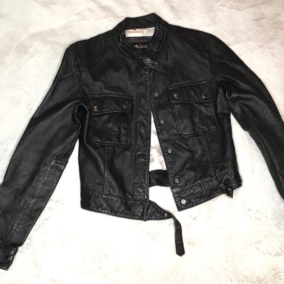 UB Leather Collection Women's Moto Black Jacket US S/P 100% Polyester - Picture 1 of 10